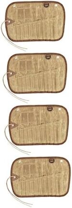 Unomor 4pcs Cutlery Storage Bag Canvas Storage Bag Overlanding Portable Travel Utensils Bag Rolling Cutlery Bag Picnic Tableware Camp Kitchen Accessories Camping Hanging Organizer