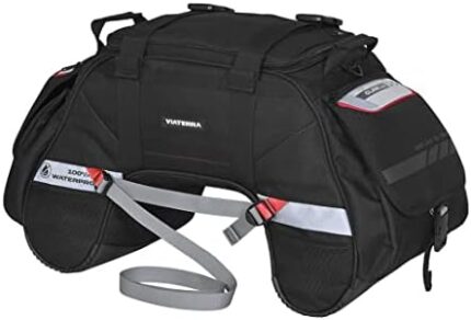 ViaTerra 100% WaterProof ClawMini Motorcycle Rear/Tail/Seat Bag (Black) I Universal luggage & works on all motorbikes I No modifications or saddle stay/rack needed I Suitable as travel accessories