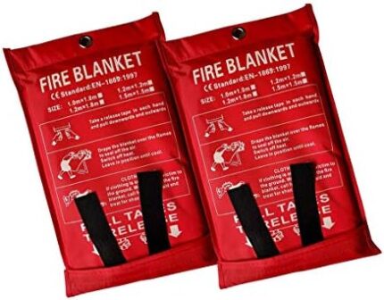 Victosoaring 1.5×1.5m Emergency Survival Fiberglass Fire Blanket Shelter Safety Cover Ideal for The Kitchen, Fireplace, Grill, car, Camping (White/2Pack)