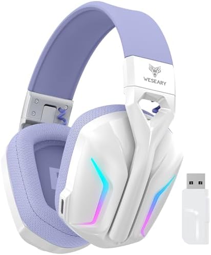 WESEARY Wireless Gaming Headsets for PS5, PS4, PC, Switch, Mac, 2.4GHz Bluetooth Gaming Headphones with 7.1 Surround Sound, Wireless Headset with Microphone, 50mm Drivers