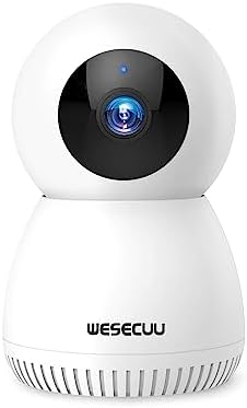 WESECUU Indoor Camera, 360 PTZ Pet Camera Dog Camera with Phone App, 2.4G WiFi Smart Video Baby Monitor Cameras for Home Security Indoor Motion Detection Siren 24/7 Night Vision 2 Way Talk Cloud/SD