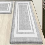 WEZVIX Anti Fatigue Kitchen Floor Mat 2 PCS, 1/2 Inch Thick Comfort Cushioned Standing Mat Set, Non Skid Kitchen Rugs and Mats Waterproof PVC Memory Kitchen Mats for Floor Sink Office Laundry, White