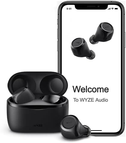WYZE Wireless Earbuds 5.0 Bluetooth Headphones with IPX5 Sweat Resistance, 30 dB Noise Reduction,4 Voice-Isolating Mics, Alexa Built-in True Wireless Earbuds,Charging Case, Workout,Sports