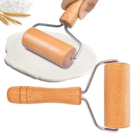 Watris Veiyi Small Rolling Pin, Wooden Dough Roller, Non-Stick Pizza Roller, Dough Baker Roller Set for Home Kitchen Baking Cooking(9.5cm/3.74in)…