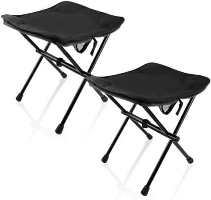 Wesqunie Portable Folding Camping Stool Seat - 13.7inch Height Compact Foldable Outdoor Camping Chair Foot Rest, Stainless Steel Stool With Zipper Handbag, Suitable for Hiking, Fishing,Traveling(2Pcs)