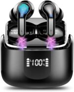Wireless Earbud, Bluetooth Headphones 5.3 NEW 40H Ear Buds Bass Stereo Earphones Noise Cancelling Earbud with 4 ENC Mic, in-Ear Bluetooth Earbud USB-C LED Display IP7 Waterproof Sport for Android iOS
