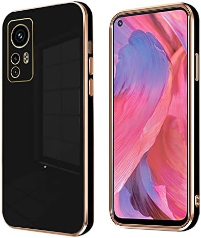 Wousunly Compatible with Redmi Note 12s Case Silicone Pink, Plating Xiaomi Redmi Note 12s Phone Case Shockproof Thin and Soft Cover (Black)