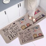 ZKZNsmart Kitchen Mats Set of 2 Non-Slip Washable Kitchen Floor Rugs with Rubber Backing Holiday Party-Profile Doormat for Home Kitchen (The Kitchen is The Heart of The Home)