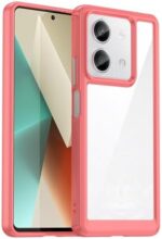 Zhuoopinn Case for Xiaomi Redmi Note 13 Phone Case Slim Dropproof[Defend from Drop/Scratch/Slip/Fingerprint] Clear Acrylic Hard Back Soft TPU Bumper Hybrid Cover for Note 13-Red