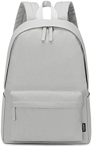 abshoo Lightweight Casual Unisex Backpack for School Solid Color Boobags (Light Grey)