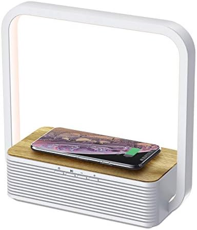blonbar Bedside Lamp Qi Wireless Charger LED Desk Lamp Bluetooth Speaker with Touch Control 3 Brightness Levels, Table Lamp for Kids, Adults, Home, Dorm and Office, Eye Protection Reading Lights