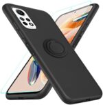 for Xiaomi Redmi Note 12 Pro 4G Phone Case with Glass Screen Protector, 360° Rotatable Ring Holder Magnetic Kickstand/Stand Silicone TPU Shockproof Protective Case for Redmi Note 12 Pro 4G - Black