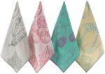 sea me at home Dish Towels for Kitchen, Jacquard Tea Towel Set, Stylish and Functional, A Great Gift for Any Home, 100% Turkish Cotton Towel Set of 4 (Garden Vegetables)