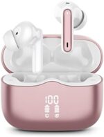xinwld Wireless Earbuds, Headphones Wireless Bluetooth 5.3 Ear Buds, Wireless Headphones with Mic, 36H Playtime Noise Canceling Headphones with LED Display, IP7 Waterproof Earphones, Rose Gold