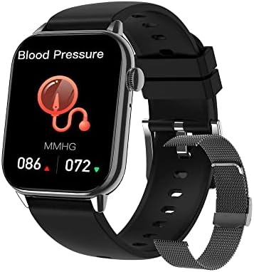 yussa Blood Pressure Smartwatch | Android Smartwatch &iPhone Compatible | Answer/Make Calls | Speaker | 2Straps | 1.86'' Full Screen | Fitness &Health Tracking | +20 Sports | Man and Woman