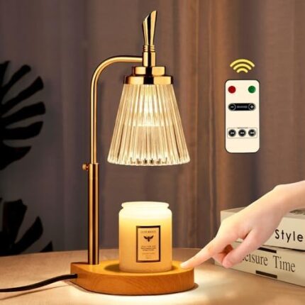 zukakii Candle Warmer Lamp, Remote Control & Touch Control Candle Warmer with 2-4-8H Timer and 4-Levels Dimmable Height Adjustable with 2 Bulbs Candle Lamp Warmer