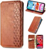 Compatible with Infinix Hot 11s Cover,Compatible with Infinix Hot 11s X6812 Magnetic Closure Flip Stand Wallet Card Holder Case Brown