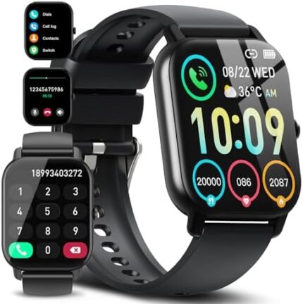 Smart Watch for Men Women(Dial/Answer Calls), Activity Trackers with Heart Rate/Sleep Monitor, 112 Sports Modes/IP68 Waterproof, 1.85" HD Touchscreen Fitness Watch Compatible with Android iOS, Black