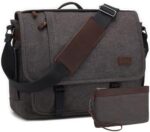 Nerlion Messenger Bag for Men 17-17.3 Inch Laptop Bag Canvas Water-resistant Computer Bag Shoulder Bag School Work Briefcase Bookbag for College (Gray)