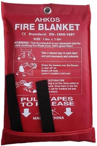 AHKOS Fire Blanket for Kitchen and Home, Fiberglass Fire Safety Blankets for Survival, Flame Retardant Protection for Kitchen, car, Workhouse 39 x 39 inc - 2 Packs with Gloves