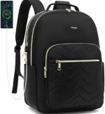 AMYGEM Laptop Backpack Travel Backpack for women, Water Resistant college Book Bag Computer Back Pack with USB Charging Port for Teacher Nurse, Fits for 15.6 Inch Laptop, Black
