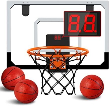 AOKESI Indoor Mini Basketball Hoop Set with 3 Balls for Kids and Adults - Pro Mini Basketball Hoop for Door with Complete Basketball Accessories Perfect Christmas Birthday Gifts for Kids Boys Teens
