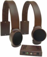 Audio Fox Couch & Armchair Wireless TV Speakers – Assistive, Portable TV Speakers for Hard of Hearing with RF Wireless, Flexible Connections, Voice-Enhanced Sound – Wireless Speakers for TV, Brown