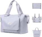 BECOJADDE Double Shoulder Strap Expandable Travel Bag with Wet Compartment, Foldable Carry On Travel Tote Bag