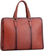 Banuce Vintage Full Grains Italian Vegetable Tanned Leather Briefcase for Women 14 Inch Business Work Bags Ladies Satchel
