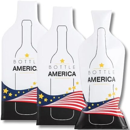 Bottle America | Reusable Wine Travel Protector Sleeves for Glass Bottles | Impact & Leak Resistant | Carrier Bag Luggage | Airplane Cruise Car | Gift Holiday Vacation Party | 3 Pack w/3 Bubble Wraps