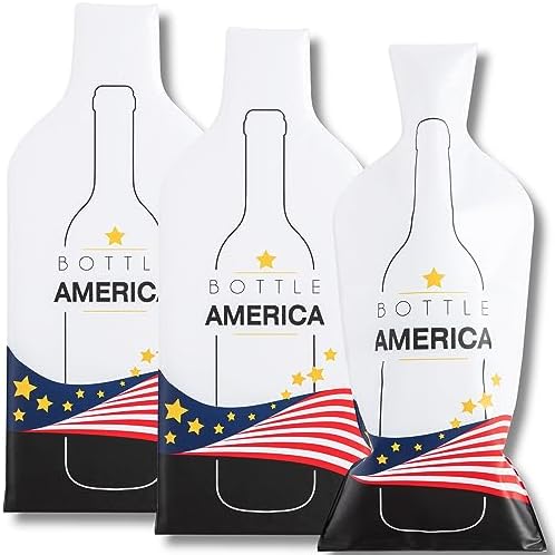 Bottle America | Reusable Wine Travel Protector Sleeves for Glass Bottle America | Reusable Wine Travel Protector Sleeves for Glass Bottles | Impact & Leak Resistant | Carrier Bag Luggage | Airplane Cruise Car | Gift Holiday Vacation Party | 3 Pack w/3 Bubble Wraps
