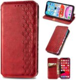 Compatible with Infinix Note 7 Lite Cover,Compatible with Infinix Hot 9 Magnetic Closure Flip Stand Wallet Card Holder Case Red