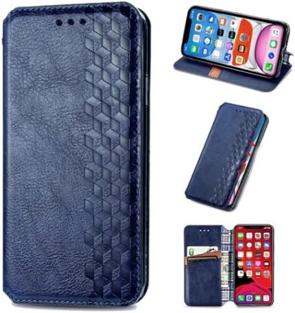 Compatible with Infinix Smart 7 Plus Cover,Compatible with Infinix Smart 7 Plus Magnetic Closure Flip Stand Wallet Card Holder Case Blue