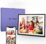Cozyla Canvas Digital Picture Frame Large 17 Inch Send Pictures and Videos via Email Google Photos Instagram Phone App Free Unlimited Storage Smart Photo Frame Electronic WiFi Black with White Mat