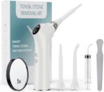 Electronic Vacuum Tonsil Stone Remover with Built-in LED Light - Tonsil Stone Removal Kit with 3 Levels Suction - Hassle-Free Instant Suction - Fight Bad Breath Oral Irrigator and 5X Magnifying Mirror