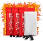 Emergency Fire Blanket-Fire Suppression Blanket for Kitchen, 40” x 40",Fire Blanket forfor Emergency Surival, Fiberglass (3-Pack)