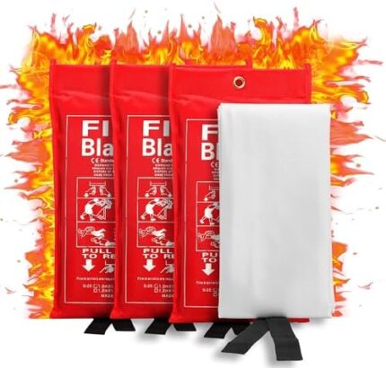 Emergency Fire Blanket-Fire Suppression Blanket for Kitchen, 40” x 40",Fire Blanket forfor Emergency Surival, Fiberglass (3-Pack)