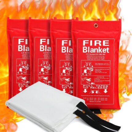 Emergency Fire Blanket for Home and Kitchen Fire Extinguishers for The House x2 Fiberglass Fireproof Blanket Fire Retardant Blankets Grease Spray for Home (4.)