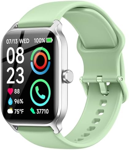 Fitpolo Smart Watch for Men Women Android, Alexa Built-in [1.8" HD Screen] IP68 Waterproof Fitness Watch Bluetooth Call for Android & iPhone with Heart Rate/Sleep/SpO2 Monitor - Green