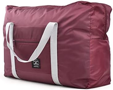 Foldable Duffel Bag, Travel Bags for Women,Waterproof Lightweight Carry-on Bags for Travel, Holiday, Shopping, Outing, Gym(Wine red)