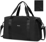 For Spirit Airlines 18x14x8 Personal Item Bag Foldable Travel Duffel Bag Underseat Carry-on Luggage Weekender Overnight Bag for Women (Black)