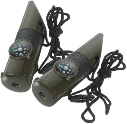 HONMEET 2pcs Outdoor Multifunctional Tools Compass Hiking Outdoor Accessory Hiking Essentials Outdoor Supplies Survival Supplies Whistle Camping Life Saving Equipment Alloy