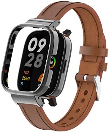 HOPMC Protect your Redmi Smart watch 3 With Protective Metal Frame and Microfiber Leather Strap Fits Sizes 5.15in-9.05in