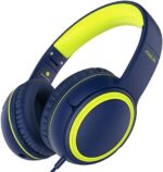 JOMILIN A10 On-Ear Headphones with Microphone, Lightweight Folding Stereo Bass Headphones with 1.5M No-Tangle Cord, Portable Wired Headphones for Smartphone Tablet Computer MP3 / 4 (Blue)