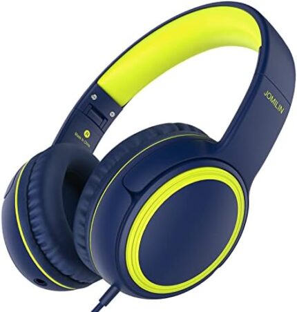 JOMILIN A10 On-Ear Headphones with Microphone, Lightweight Folding Stereo Bass Headphones with 1.5M No-Tangle Cord, Portable Wired Headphones for Smartphone Tablet Computer MP3 / 4 (Blue)