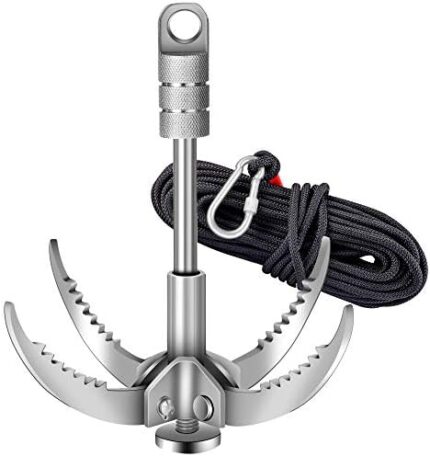 JWWYJ Grappling Hooks - BELSONA Survival Claw Multifunctional Stainless Steel Hook with 20M(64ft) Static Rock Nylon Rope