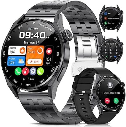 LIGE Smart Watch for Men with Bluetooth Call, 1.39" HD Round Smartwatch 111+ Sport Modes Activity Fitness Tracker Blood Oxygen Heart Rate Sleep Monitor Pedometer, 5ATM IP68 Waterproof for Android iOS