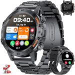 LIGE Smart Watches for Men, 1.39" Military Smartwatch with SpO2, Sleep Monitor, Step Counter, 24/7 Heart Rate, Tactical Fitness Watch with 100+ Sports Modes, Make/Answer Call, Metal Band, Black