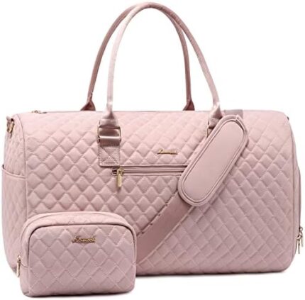 LOVEVOOK Travel Duffle Bag, Weekender Bag for Women with Toiletry Bag, Carry on Overnight Bag with Shoe Compartment, Gym Duffel Bag with Wet Pocket, Mommy Hospital Bags for Labor and Delivery