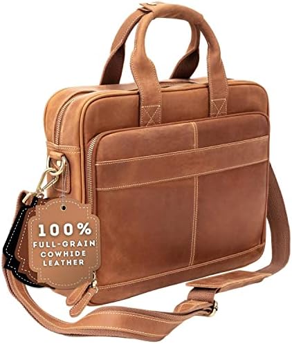 Luxorro Leather Briefcases For Men | Soft, Full Grain Leather | Lasts a Lifetime
